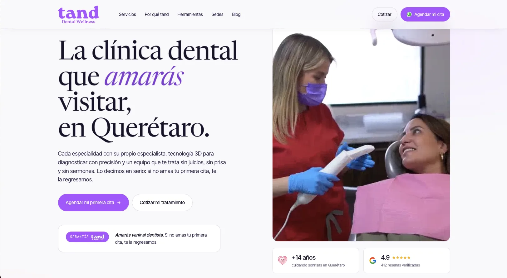 Web de Clínica Tand (Clínica dental), hecha por nuestro equipo
